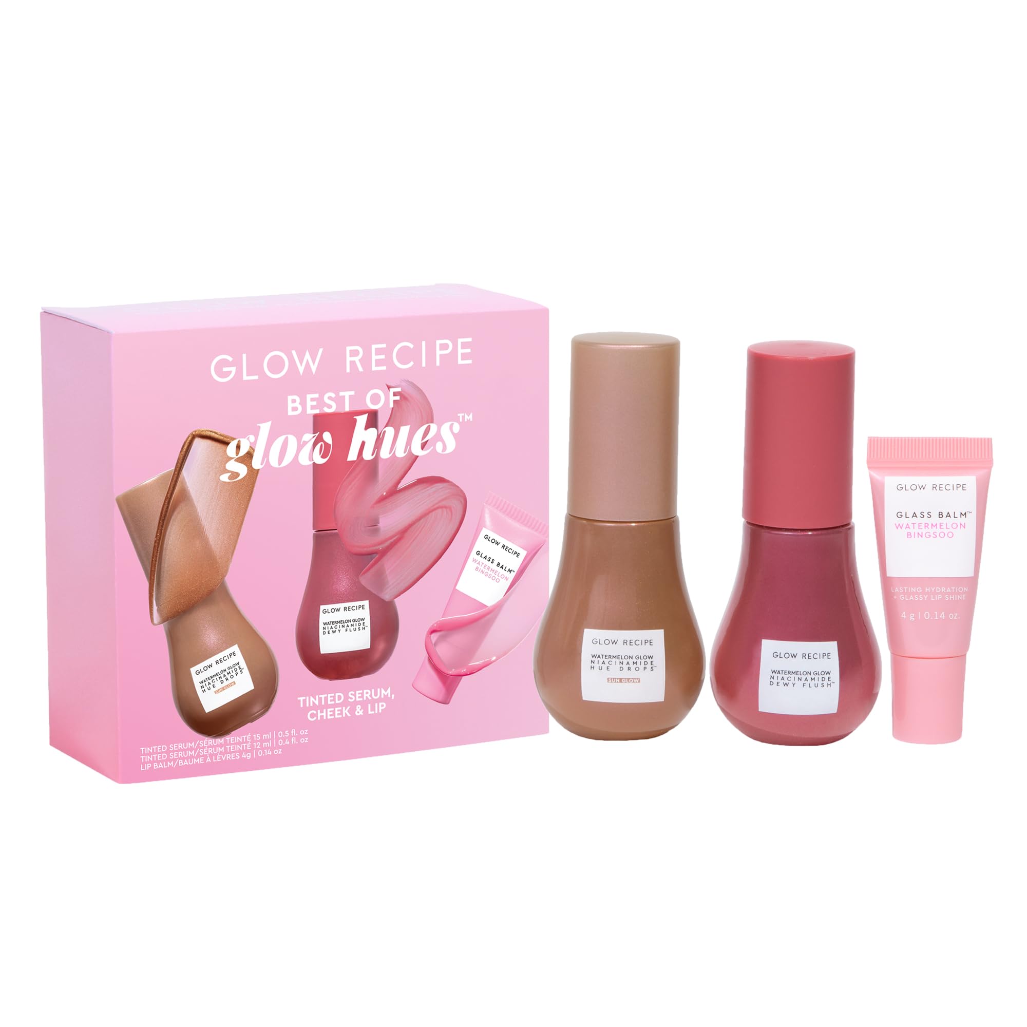 Glow Recipe Best of Glow Hues Kit front display, ideal giftable packaging for a trial glow.