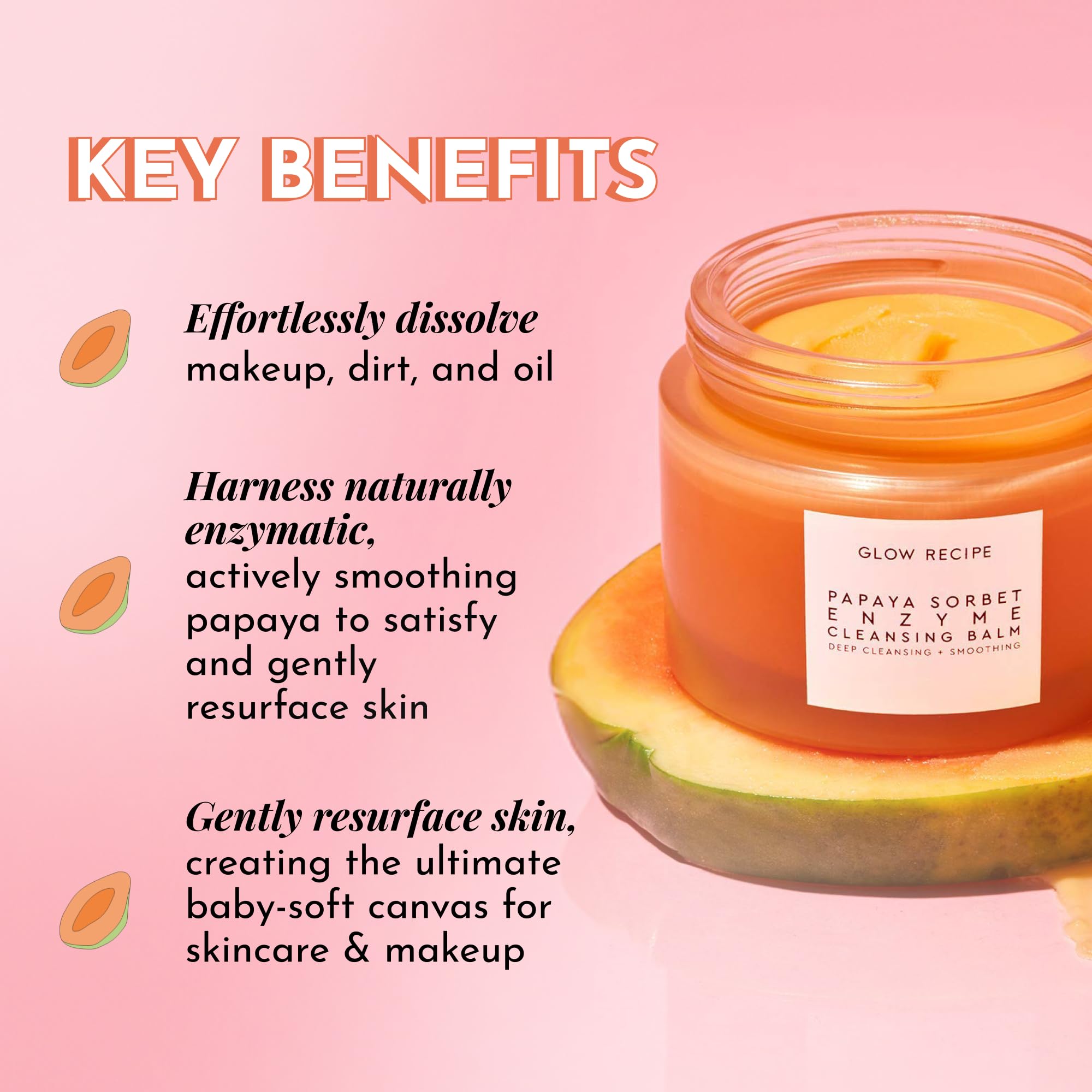 Glow Recipe Papaya Enzyme Cleansing Balm on hand demonstrating balm-to-milk transformation