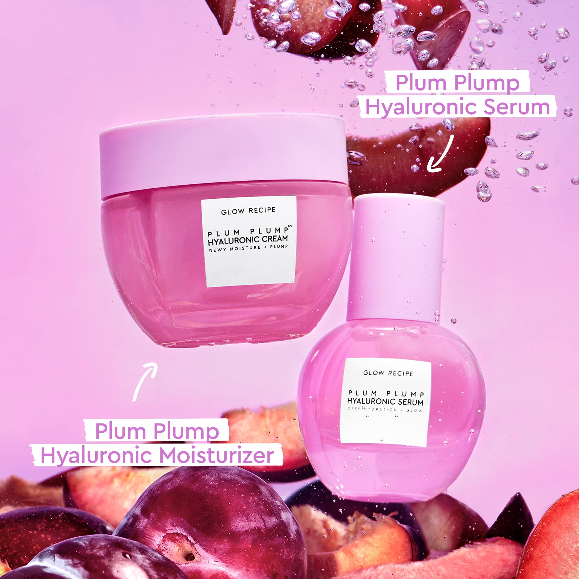 Glow Recipe Plum Plump daily-use cream shown in a bathroom setting