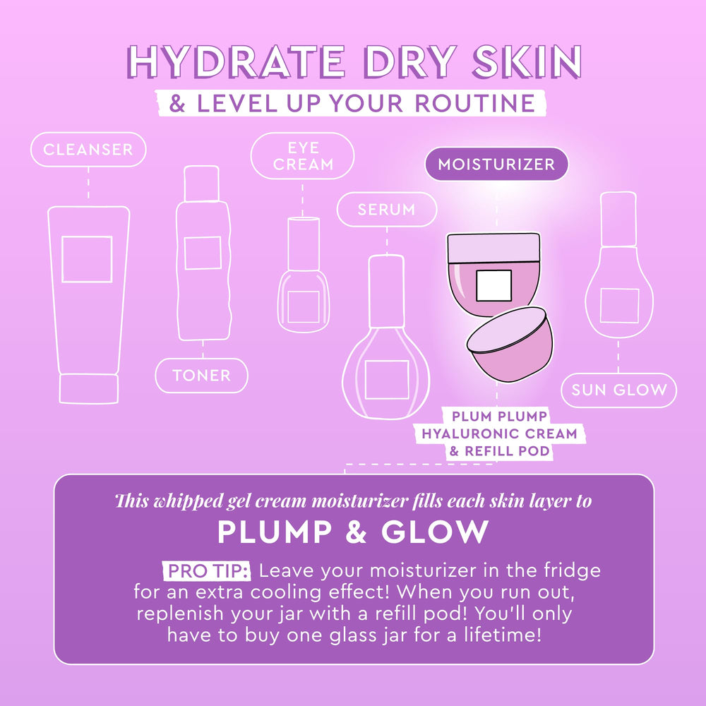 Glow Recipe Plum Plump gel-cream being applied for a quick-absorbing finish