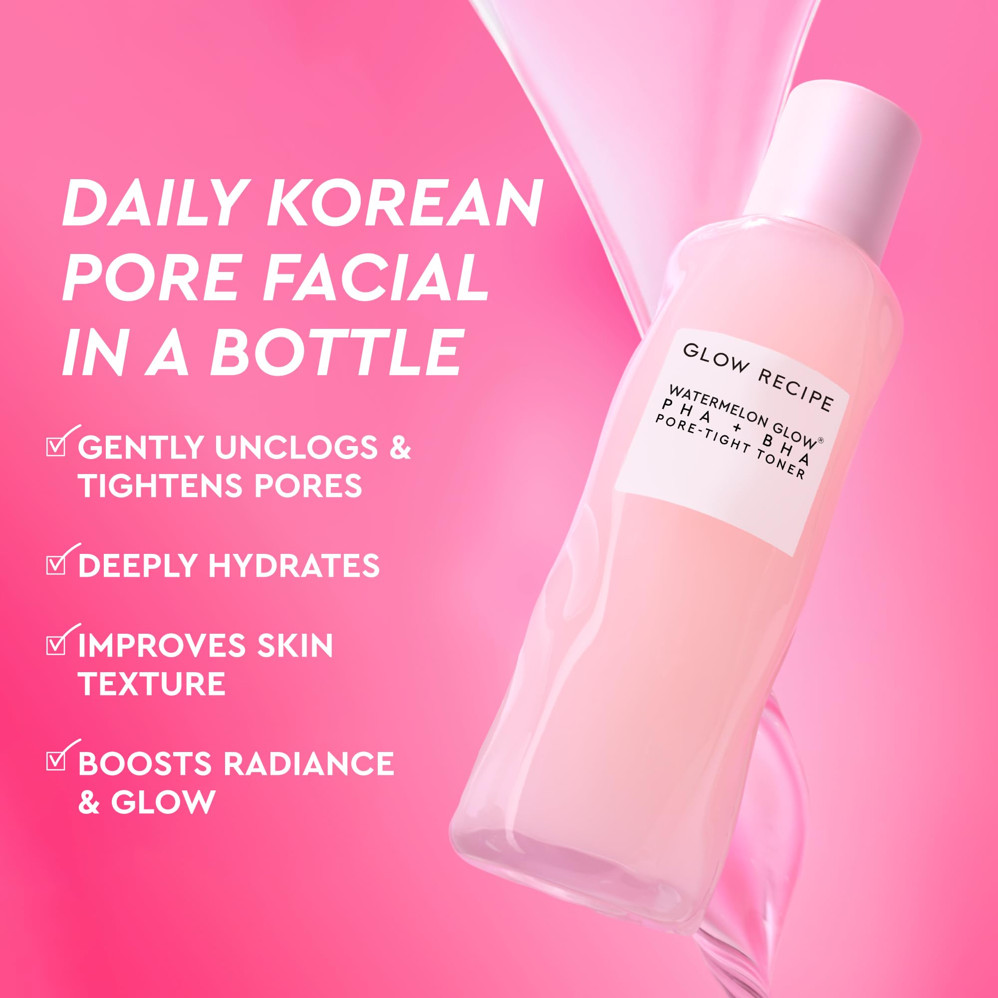 Glow Recipe watermelon extract visual shows hydrating toning for refreshed, smooth skin.