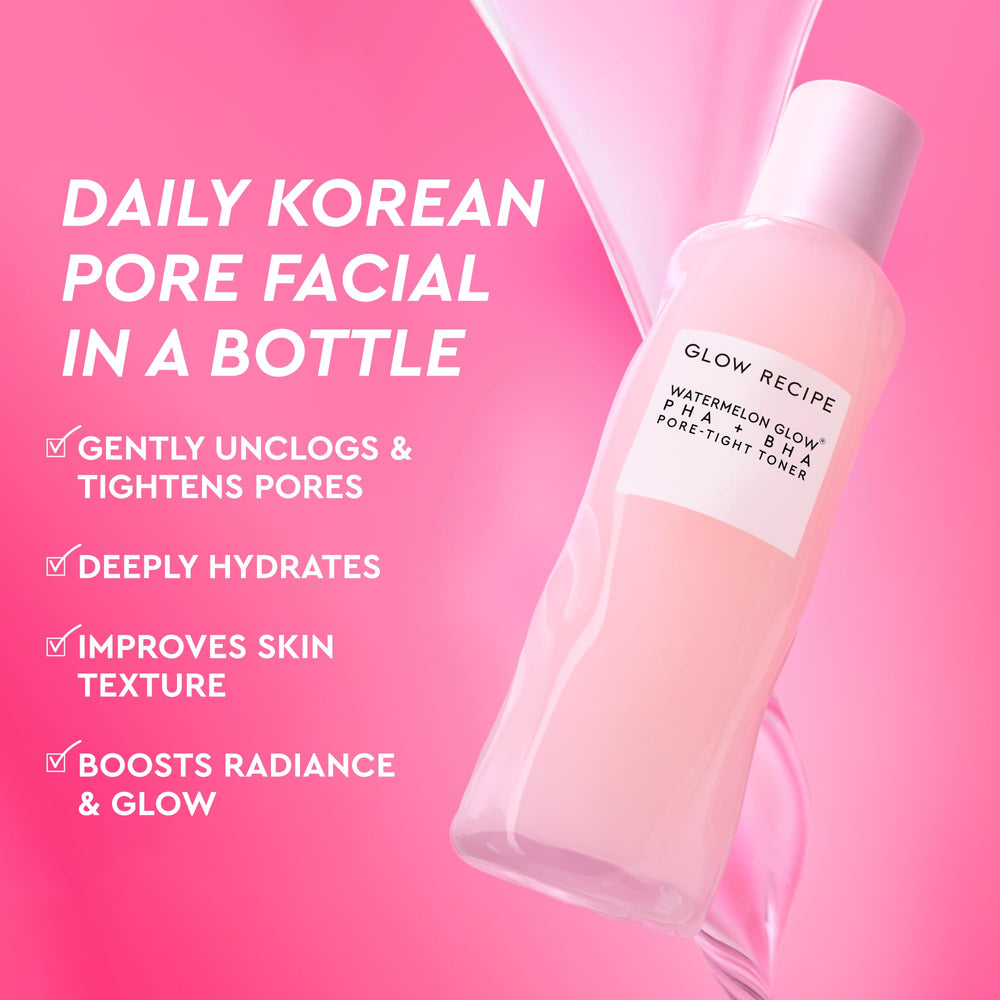 Glow Recipe watermelon extract visual shows hydrating toning for refreshed, smooth skin.