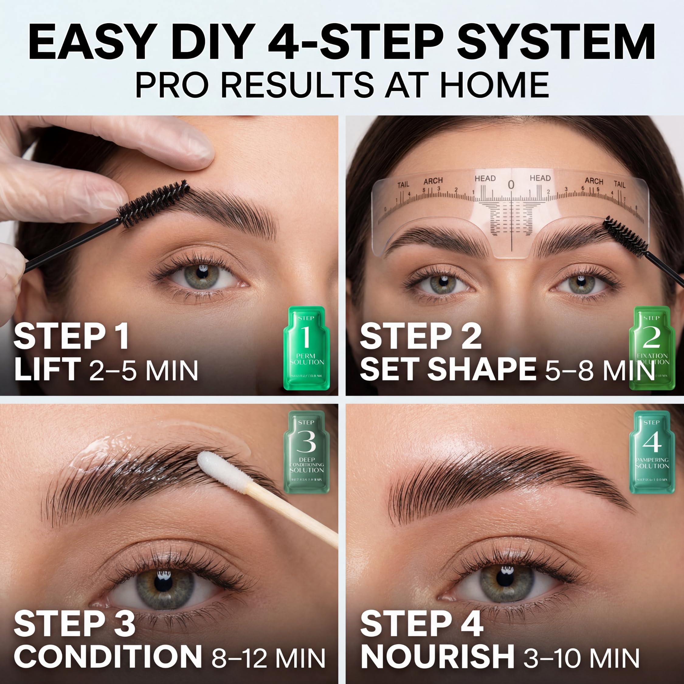 Glow Spell brow fixation solution locks lifted brows with durable hold.