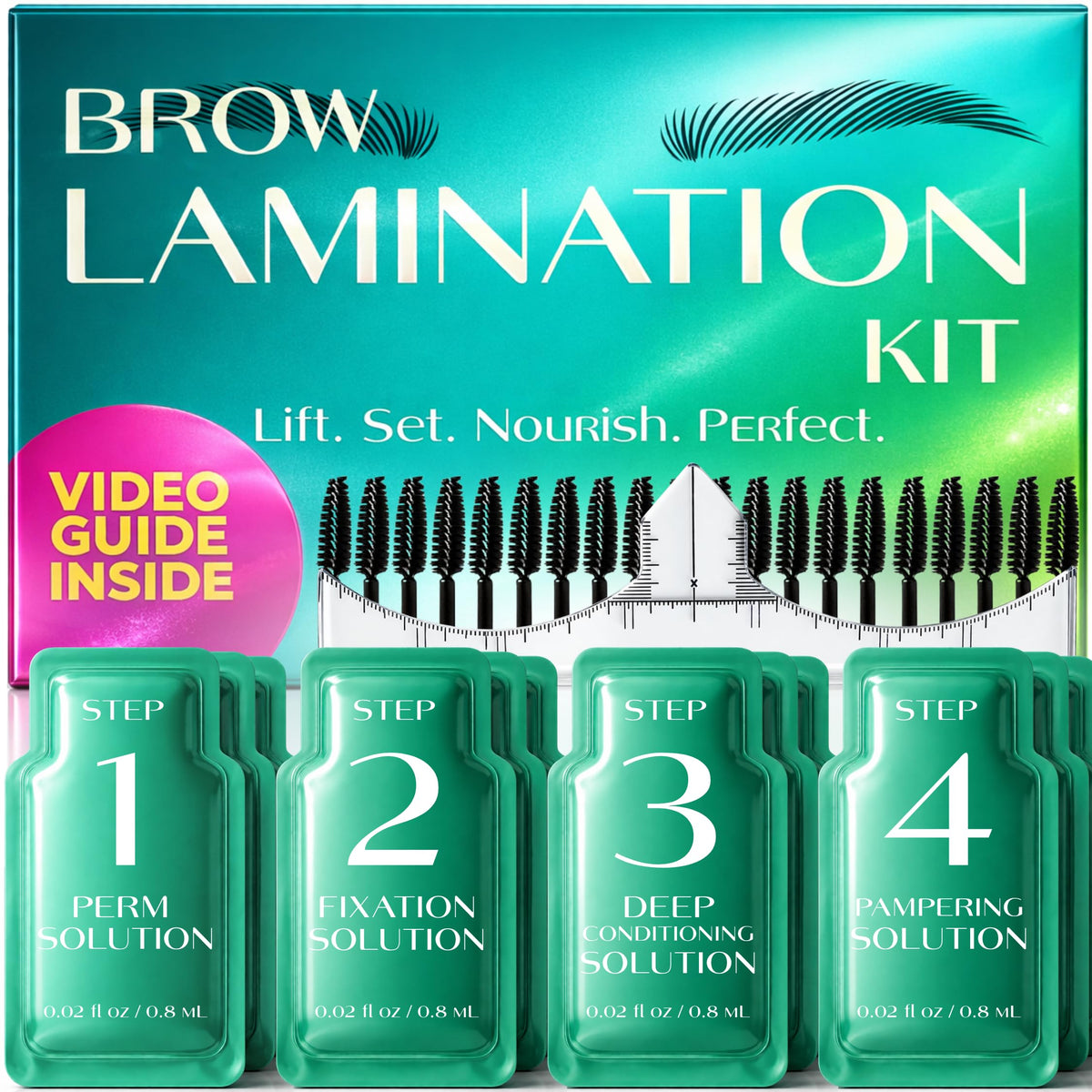 Glow Spell brow lamination kit for at-home salon-grade lift and shaping.