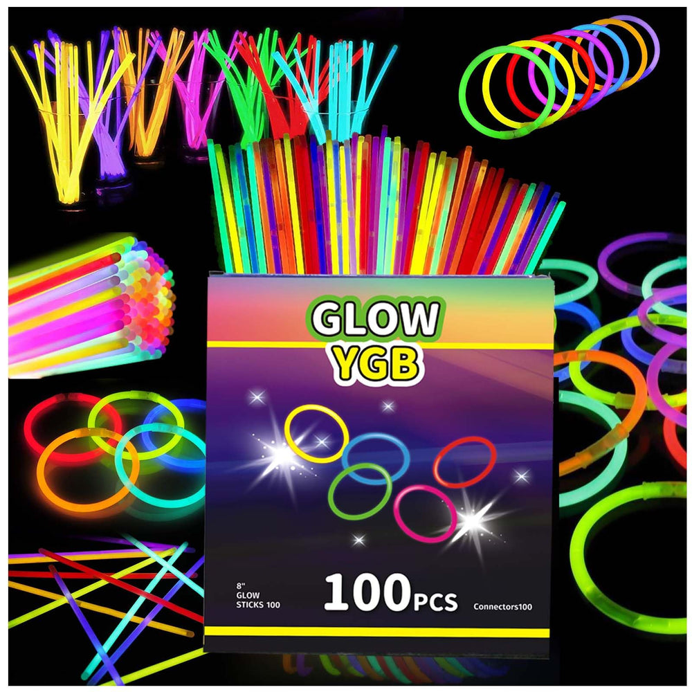 GLOW YGB 100pcs glow sticks bulk pack for bright events.