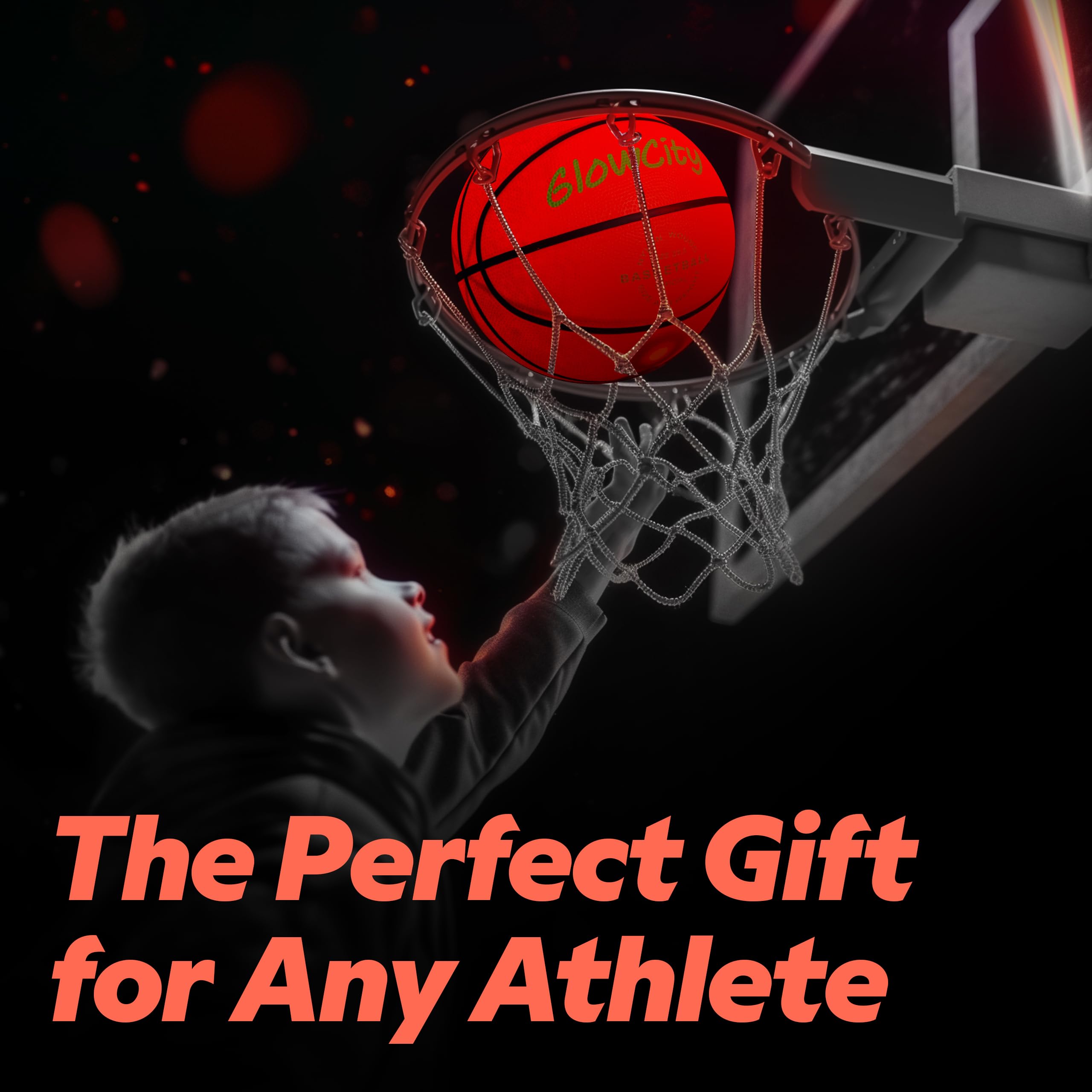 GlowCity red glow basketball suited for outdoor courts and gym floors.