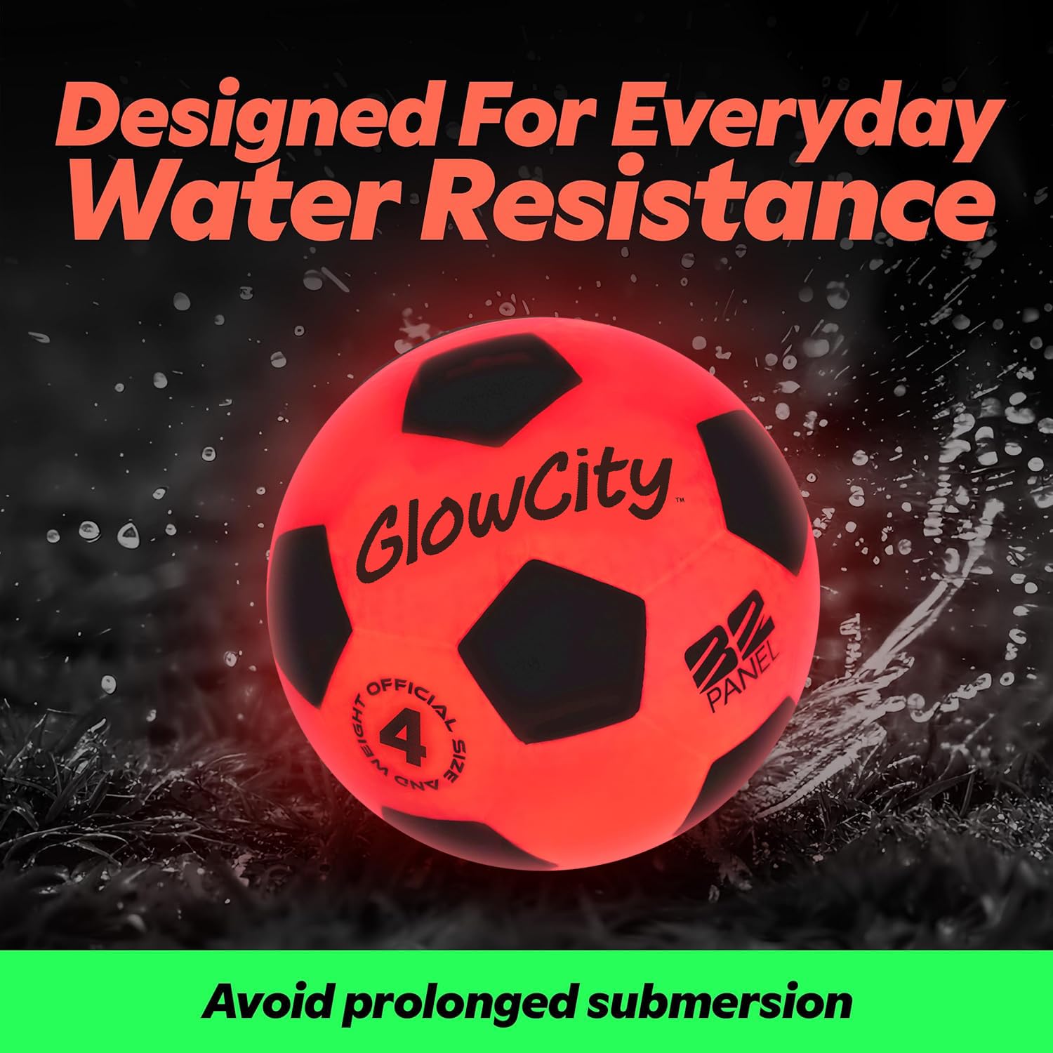 GlowCity impact-activated glow ball lights up outdoor play instantly