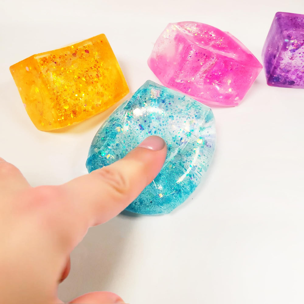 Glow Fever colorful glitter ice cube stress ball for sensory needs