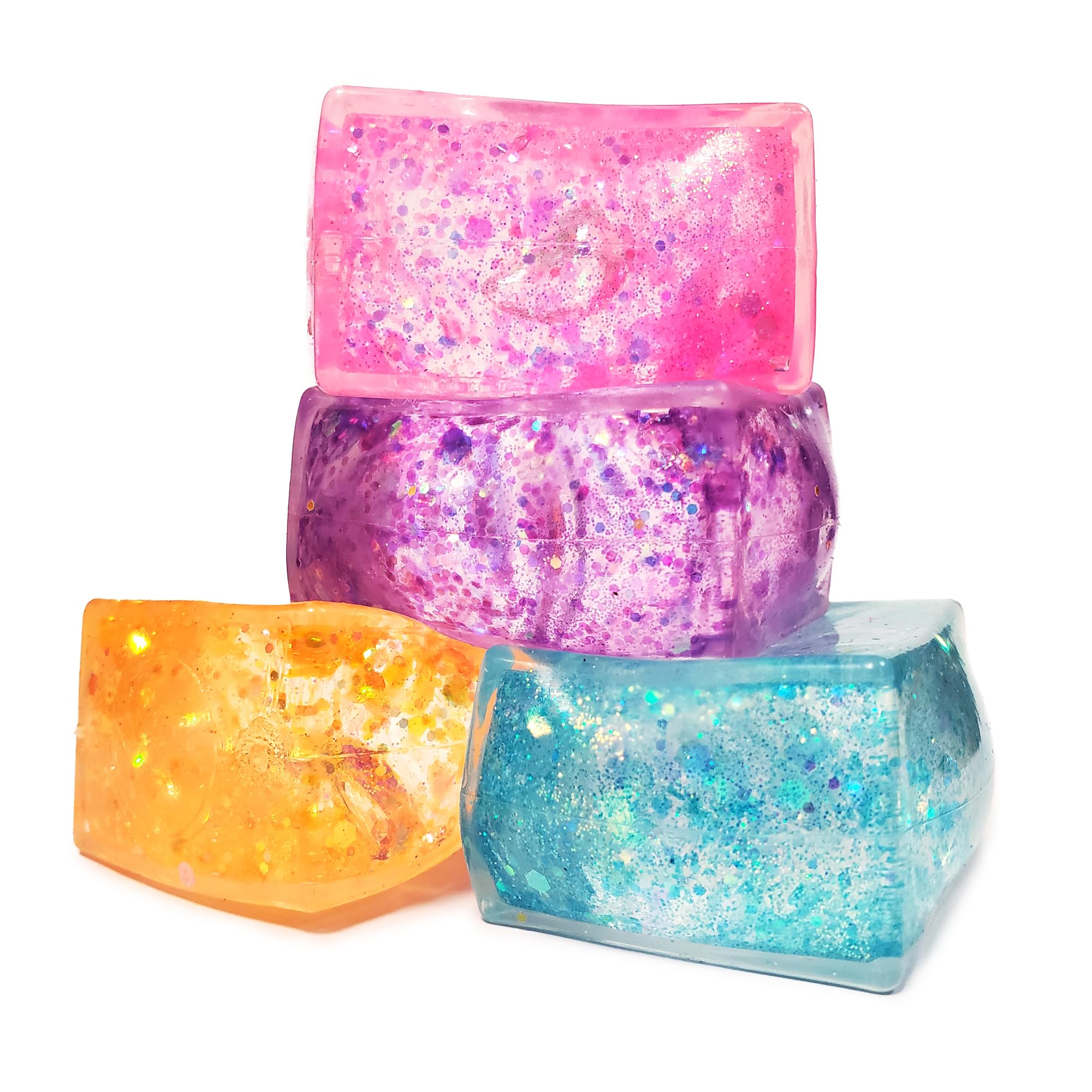 Glow Fever glitter ice cube orange stress ball compact and portable