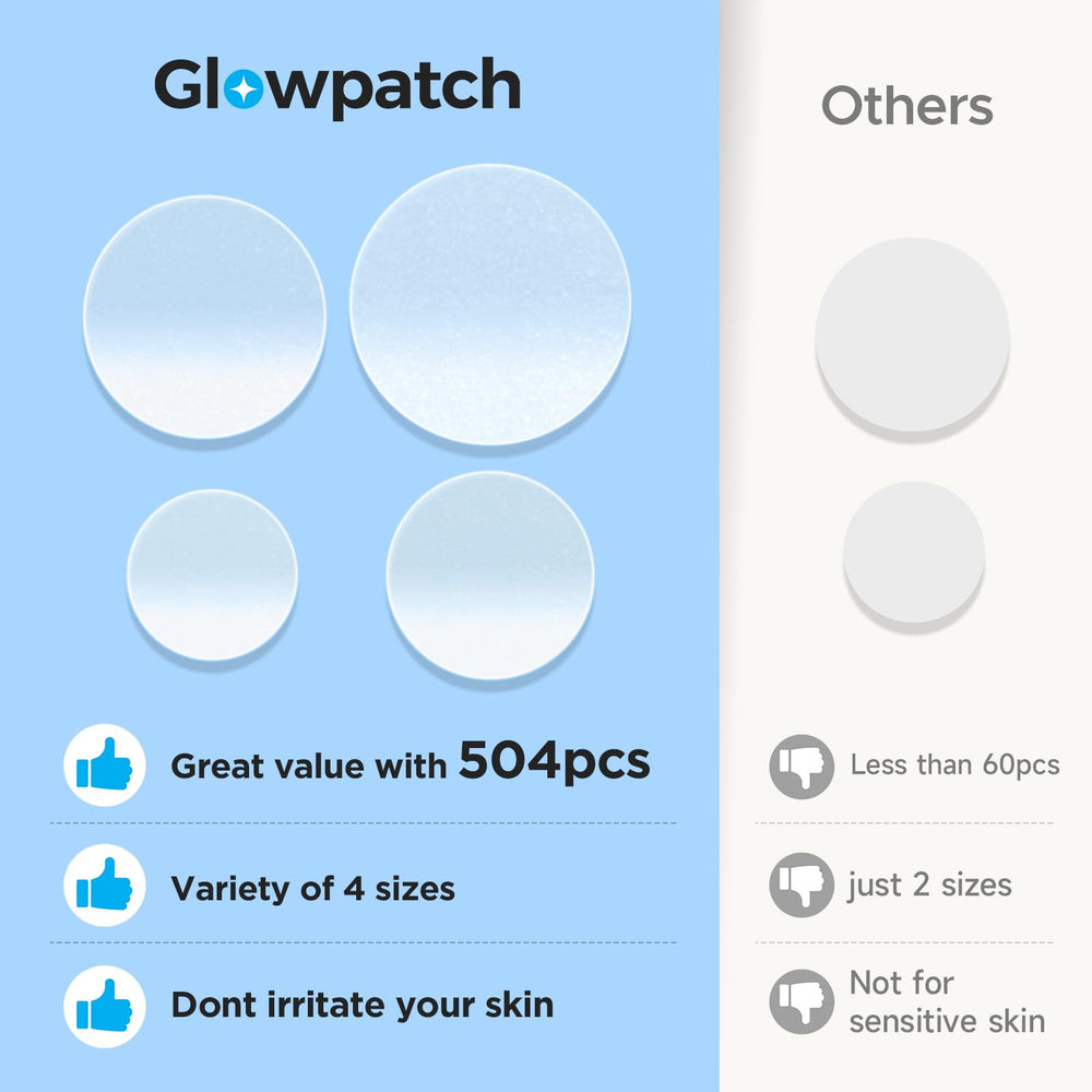 Glowpatch clear acne dots blend discreetly on skin.