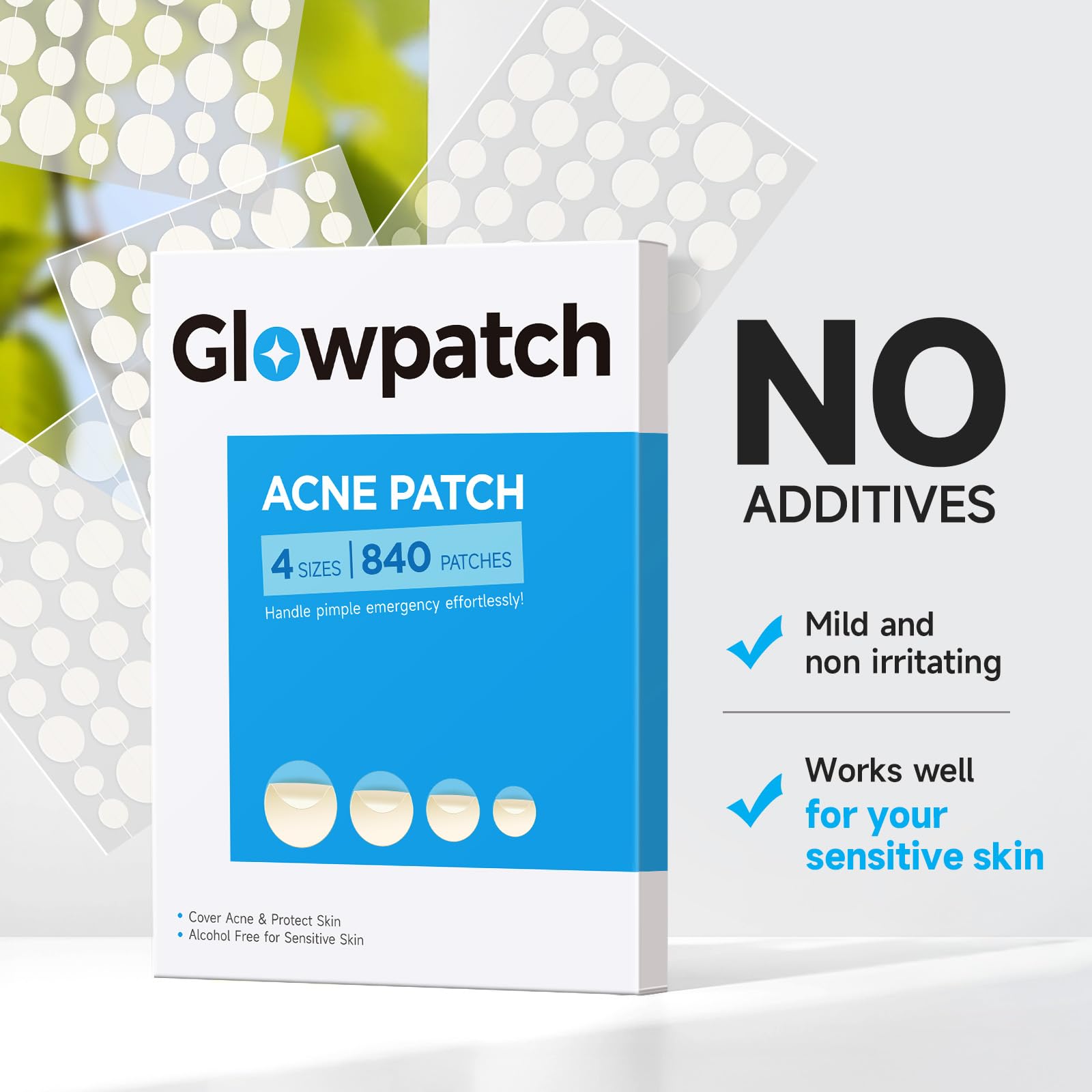 Glowpatch individually wrapped sheets keep patches fresh and portable.