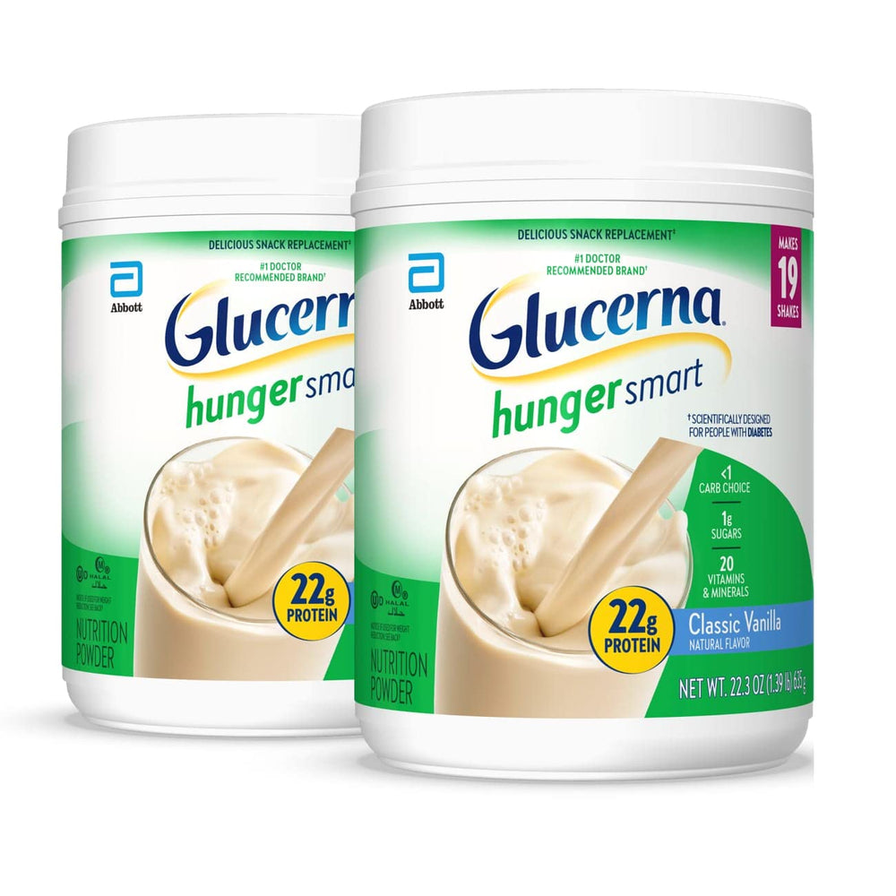 Glucerna Hunger Smart Vanilla tub front view shows diabetes-friendly nutrition