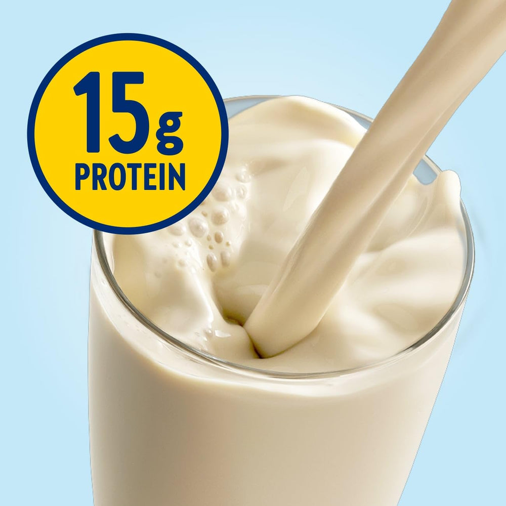 Glucerna Hunger Smart Shake Vanilla nutrition panel shows 15g protein per serving