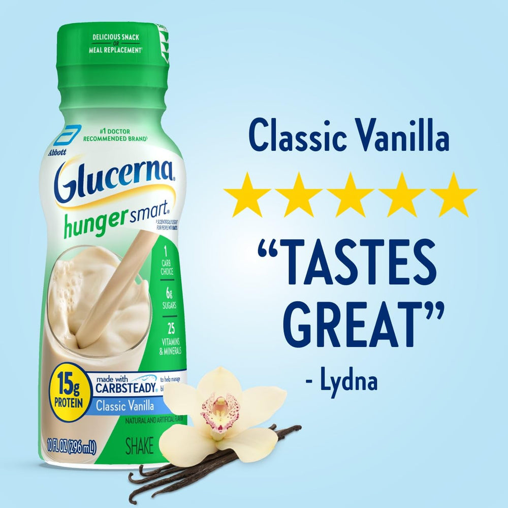 Glucerna Hunger Smart Shake Vanilla on kitchen counter for daily routine