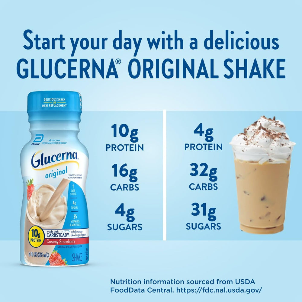 Pouring Glucerna Original Strawberry into a glass for a snack.