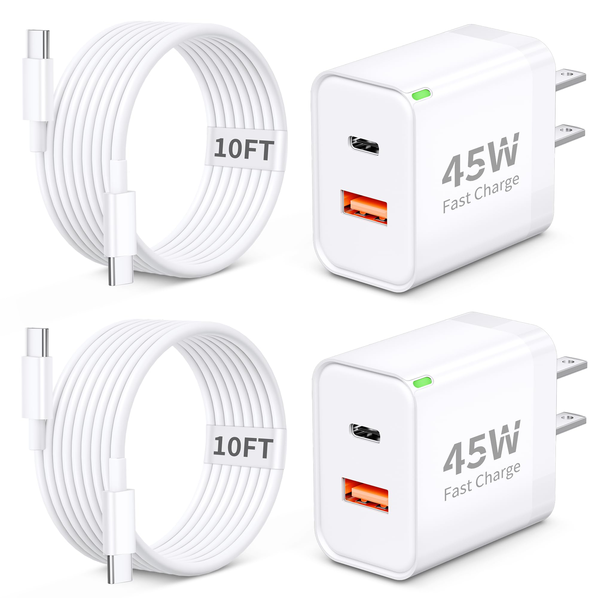 GLUGRU Pixel 45W dual-port charger front view for fast charging.