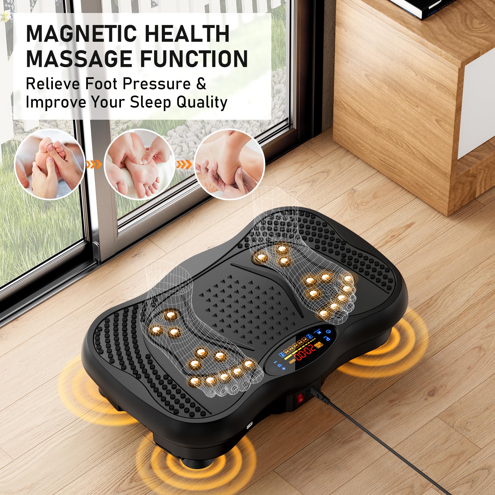 GLYLF vibration plate enabling high-intensity shaping with multiple speed levels.