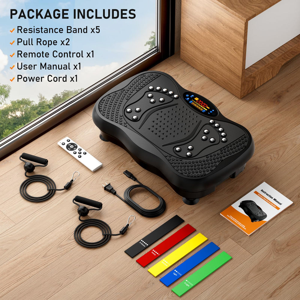 GLYLF vibration plate featuring a quiet motor and anti-slip suction cups for stability.