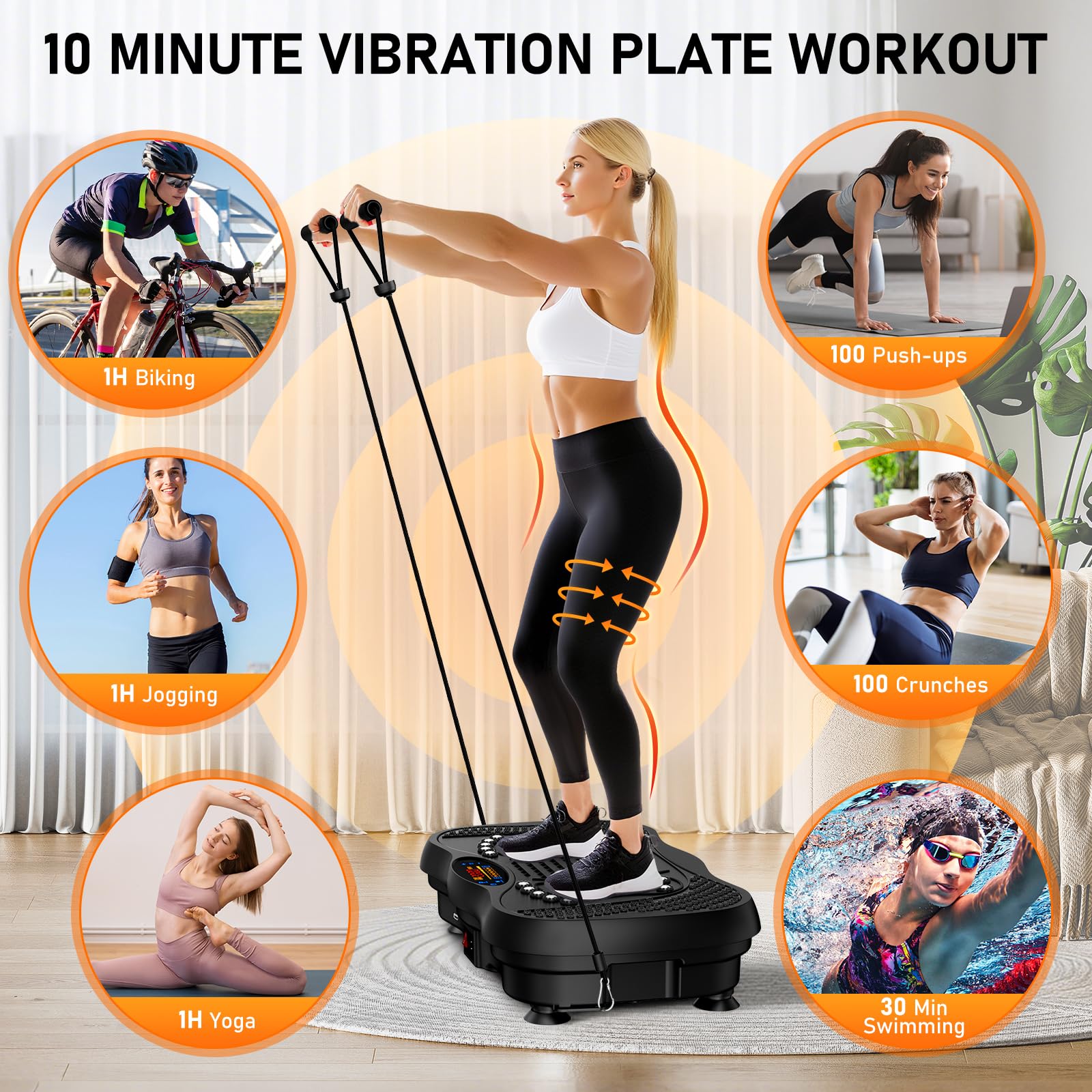 GLYLF vibration plate controlled by remote with LED display for easy progress tracking.