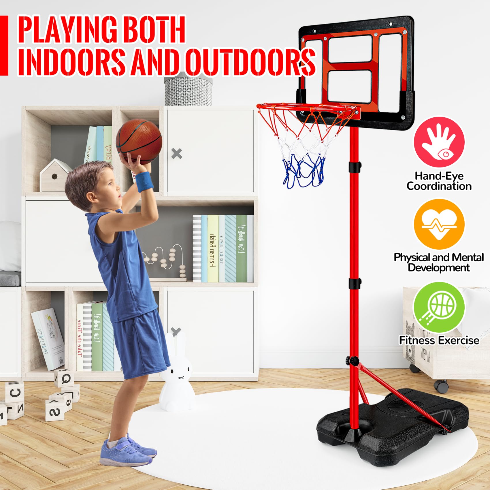 GMAOPHY backboard detail shows sturdy construction for safe play.