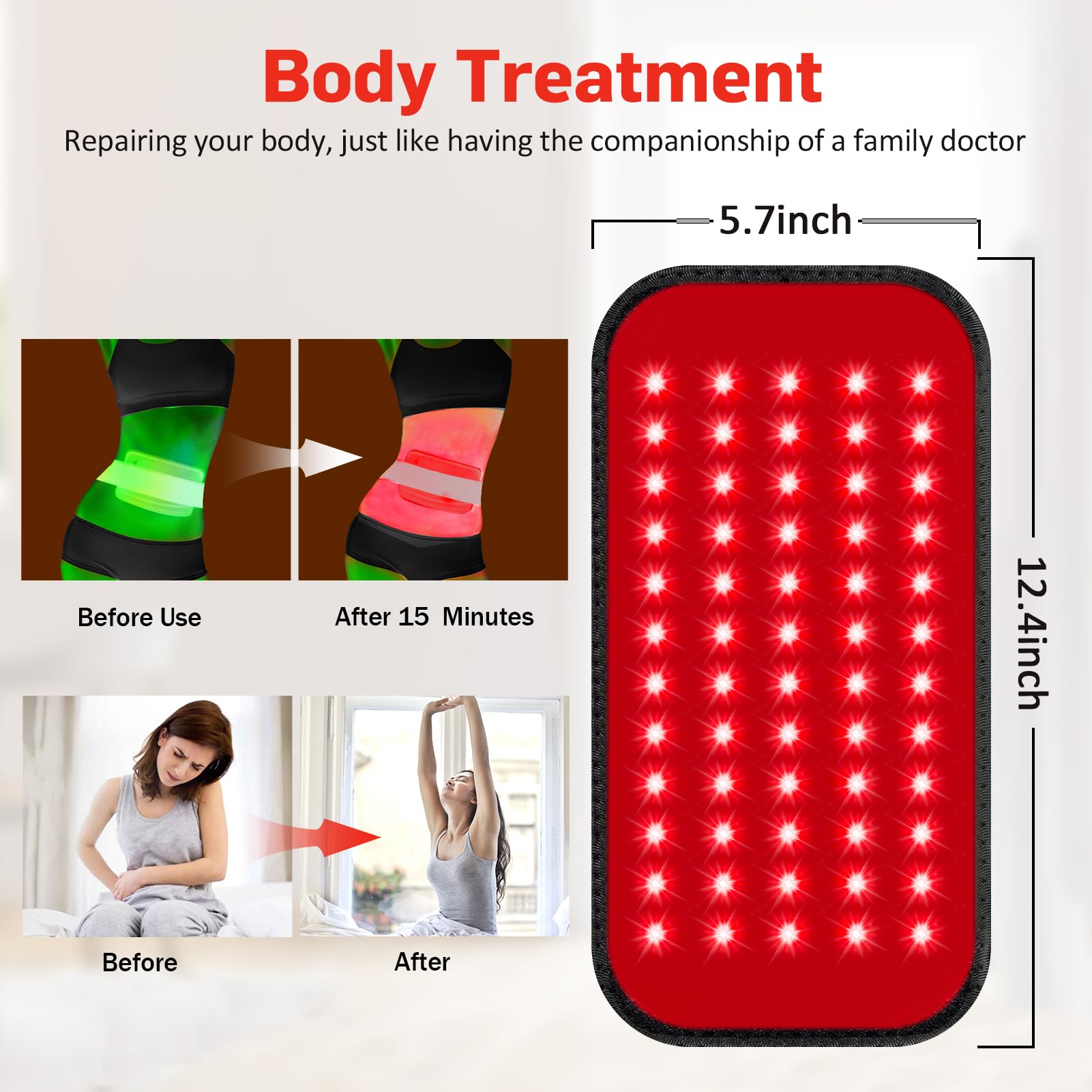 GMOWNW LEDs emit visible red and infrared light for deeper warmth.