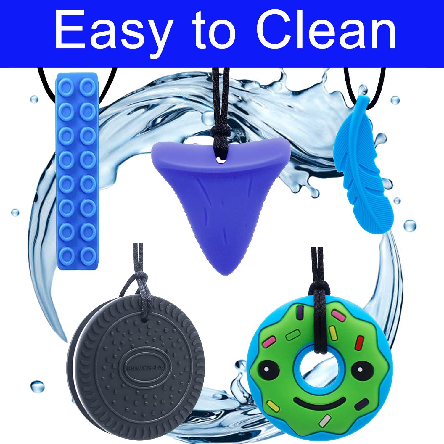 GNAWRISHING chew-necklace BPA-free silicone for safety.
