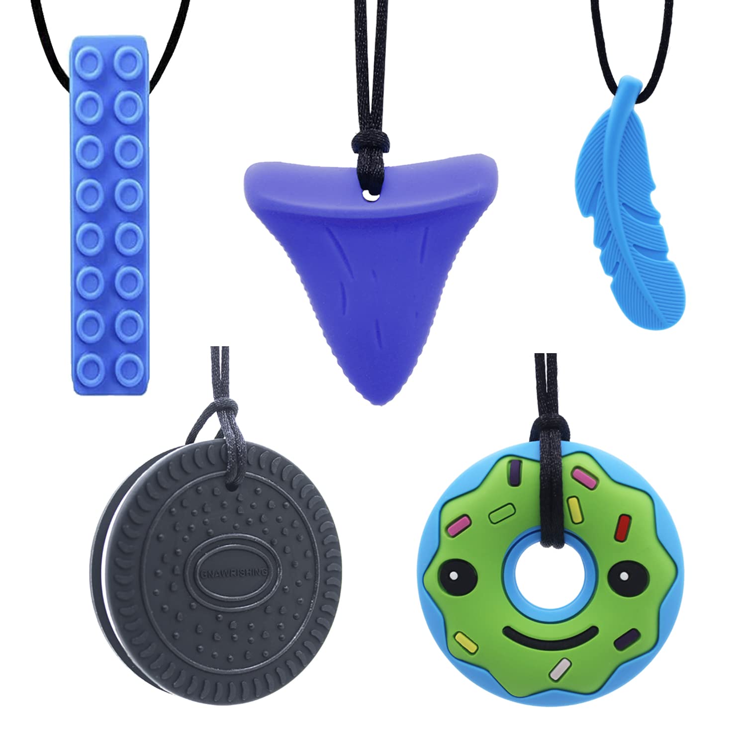 GNAWRISHING chew necklace pack of 5 for sensory engagement.