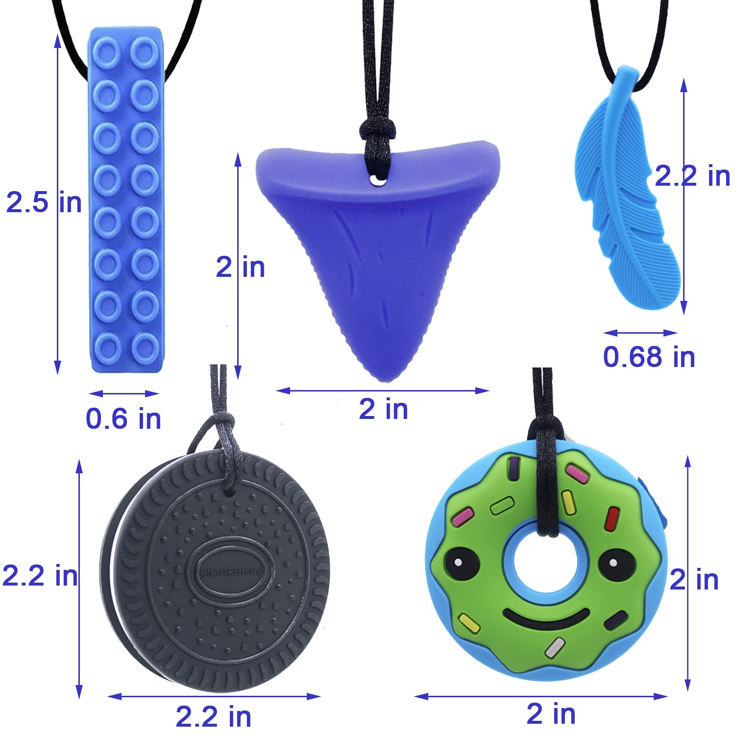 GNAWRISHING chew-necklace worn by child for focused chewing.