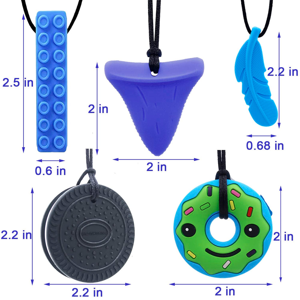 GNAWRISHING chew-necklace worn by child for focused chewing.