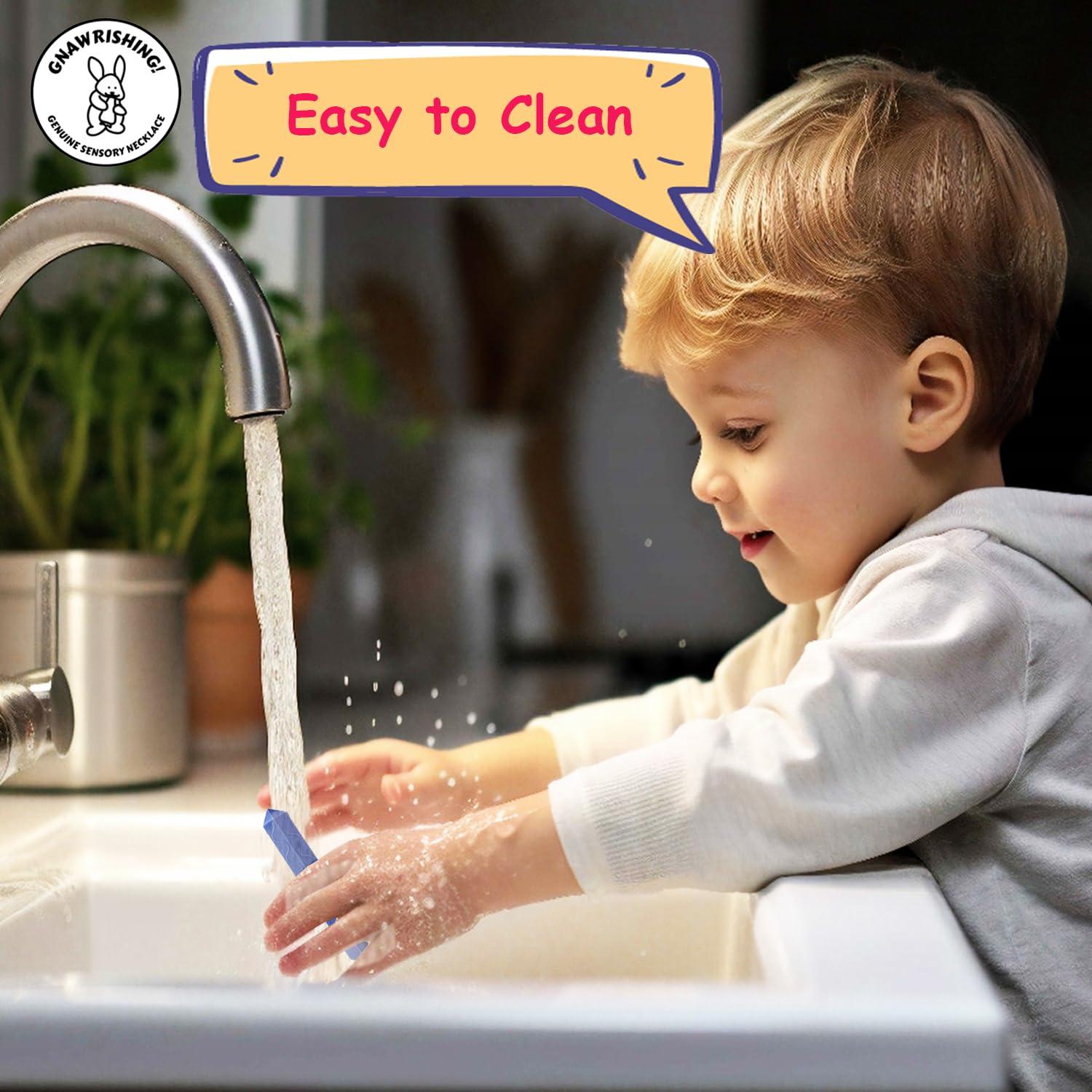 GNAWRISHING sensory chew necklace cleaning quick and easy after play