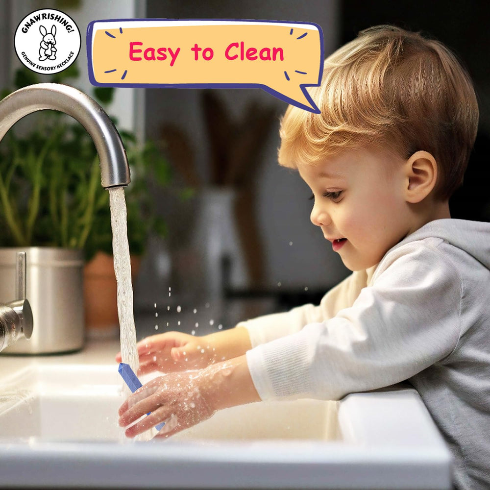 GNAWRISHING sensory chew necklace cleaning quick and easy after play