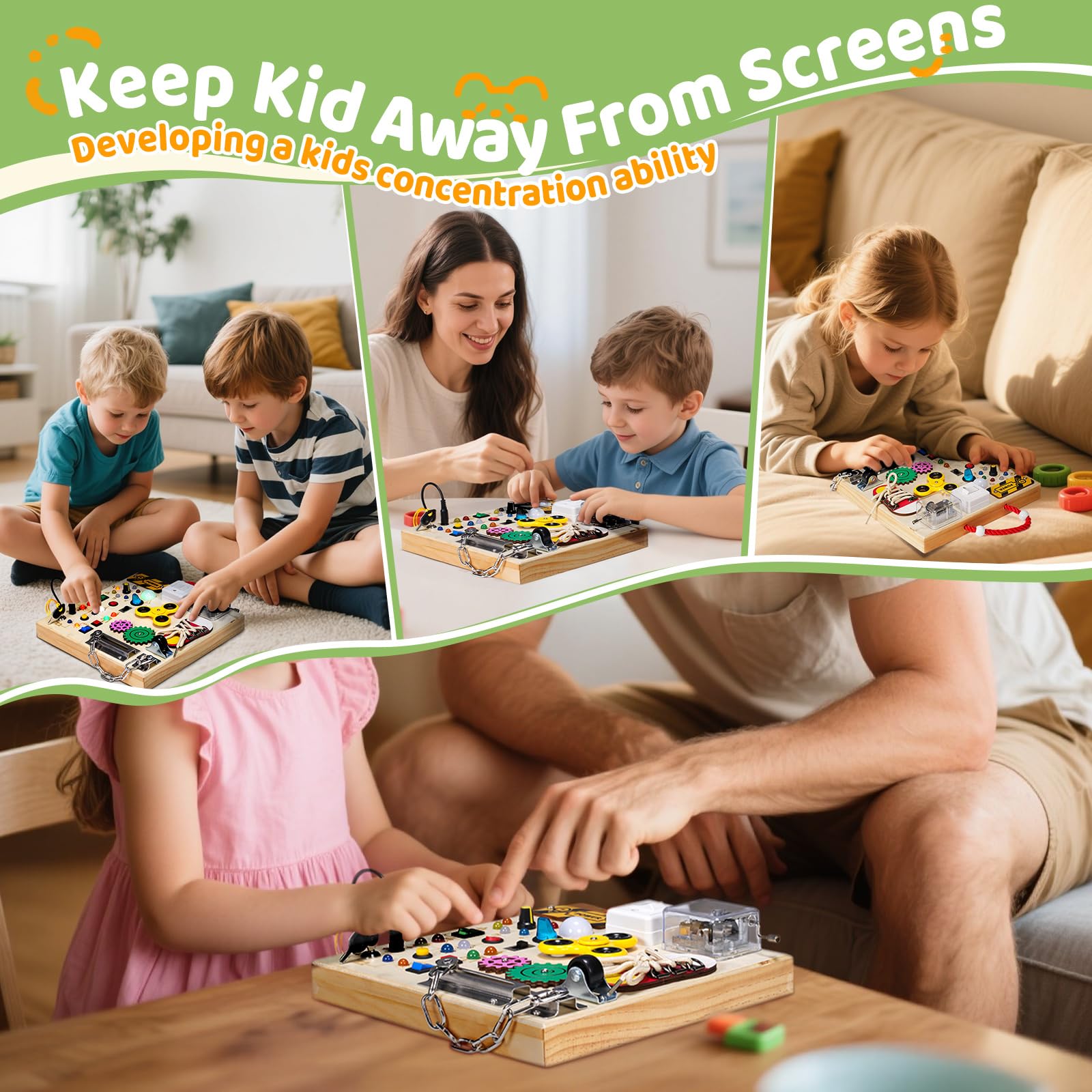 GNAYUIJ busy board locks and lacing boost fine motor skills