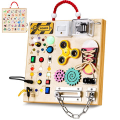 GNAYUIJ Montessori busy board switches with LED lights for interactive sensory play