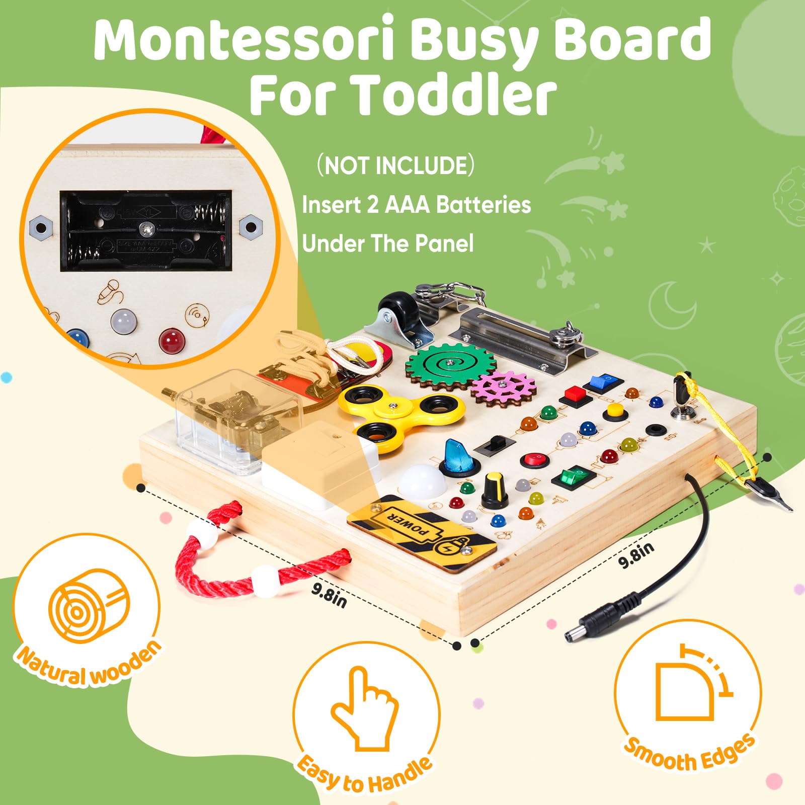 GNAYUIJ solid wood busy board with safe construction for toddlers