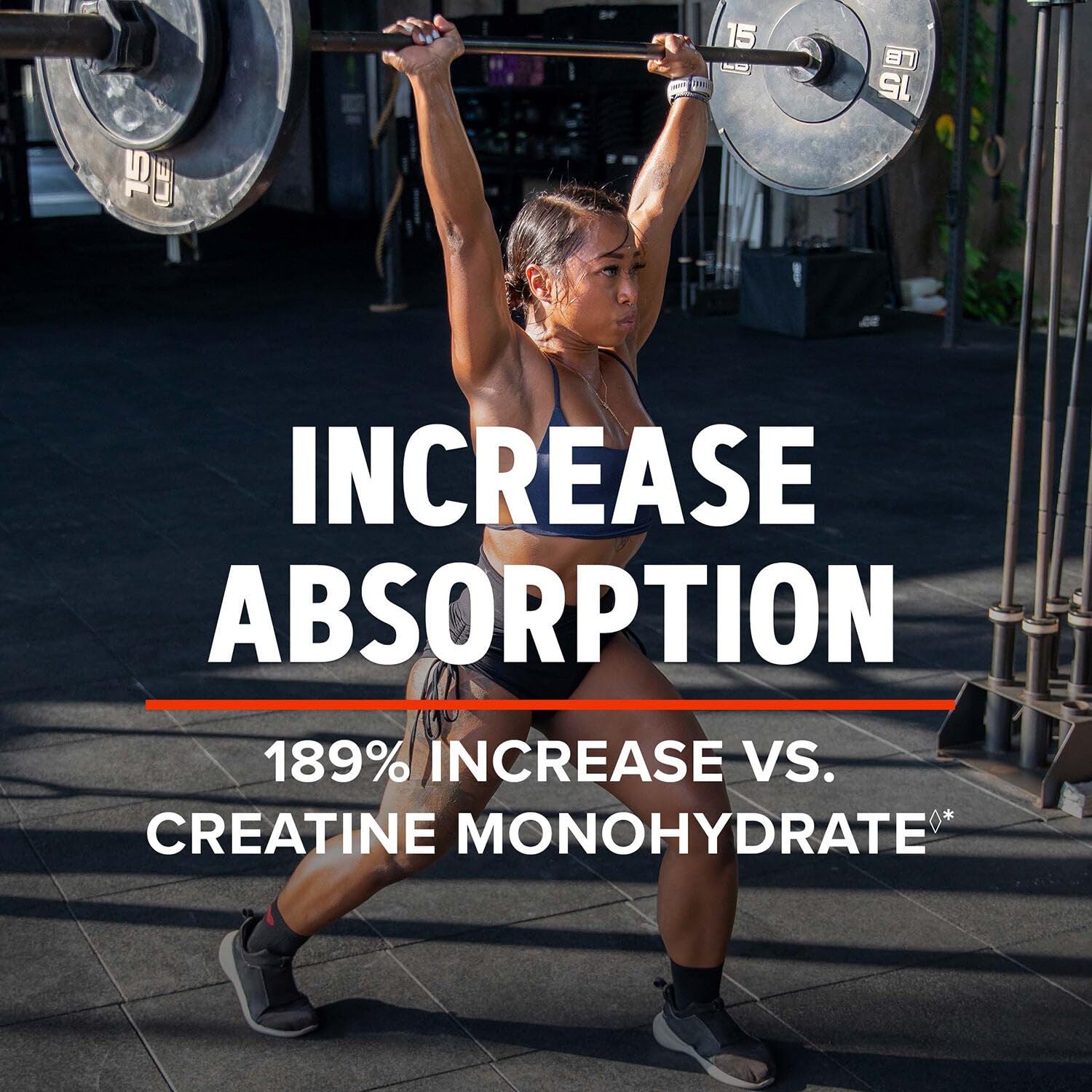 GNC AMP Creatine HCl 189 label displays gluten-free, clean fueling claim.