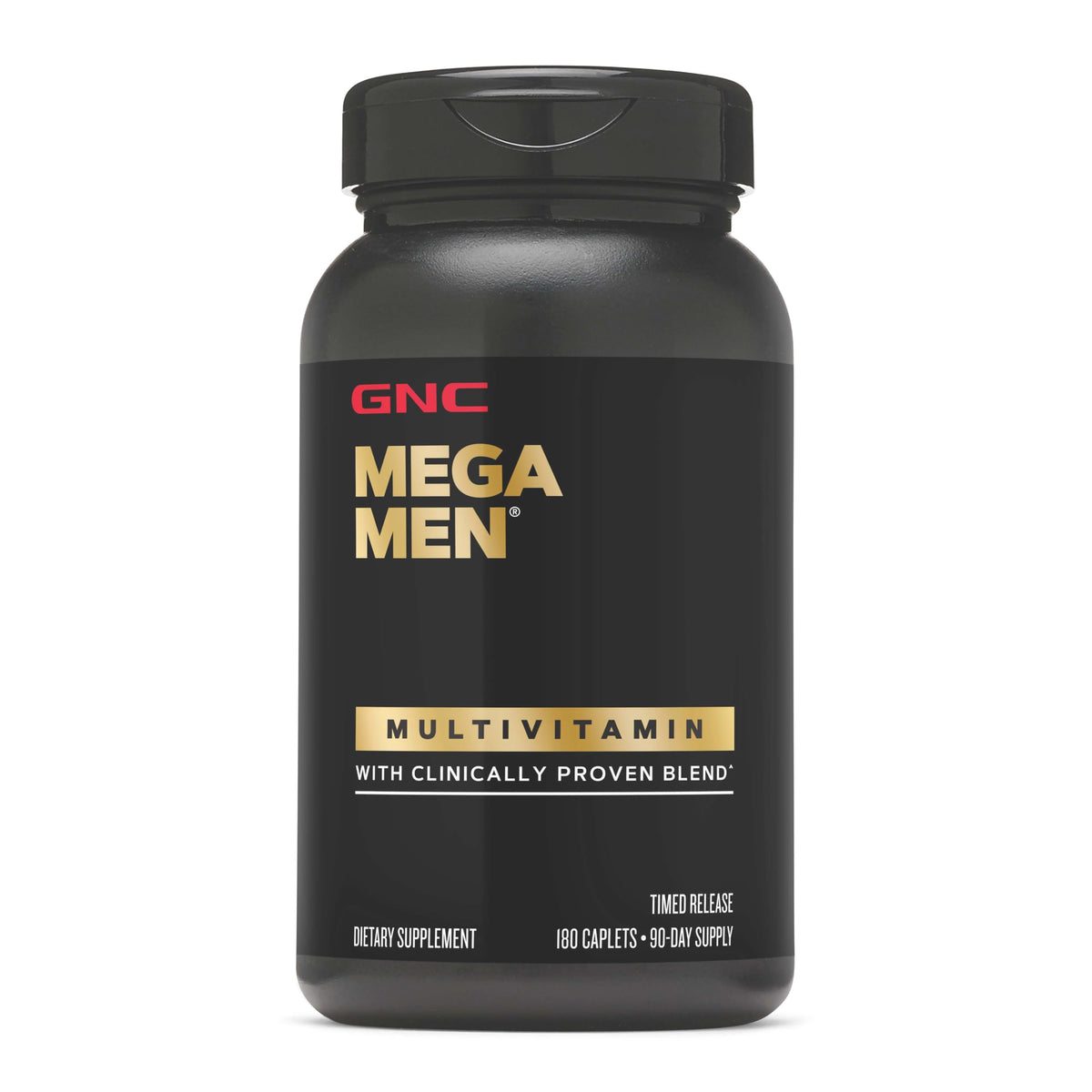 GNC Mega Men bottle front showing daily immune and energy support.