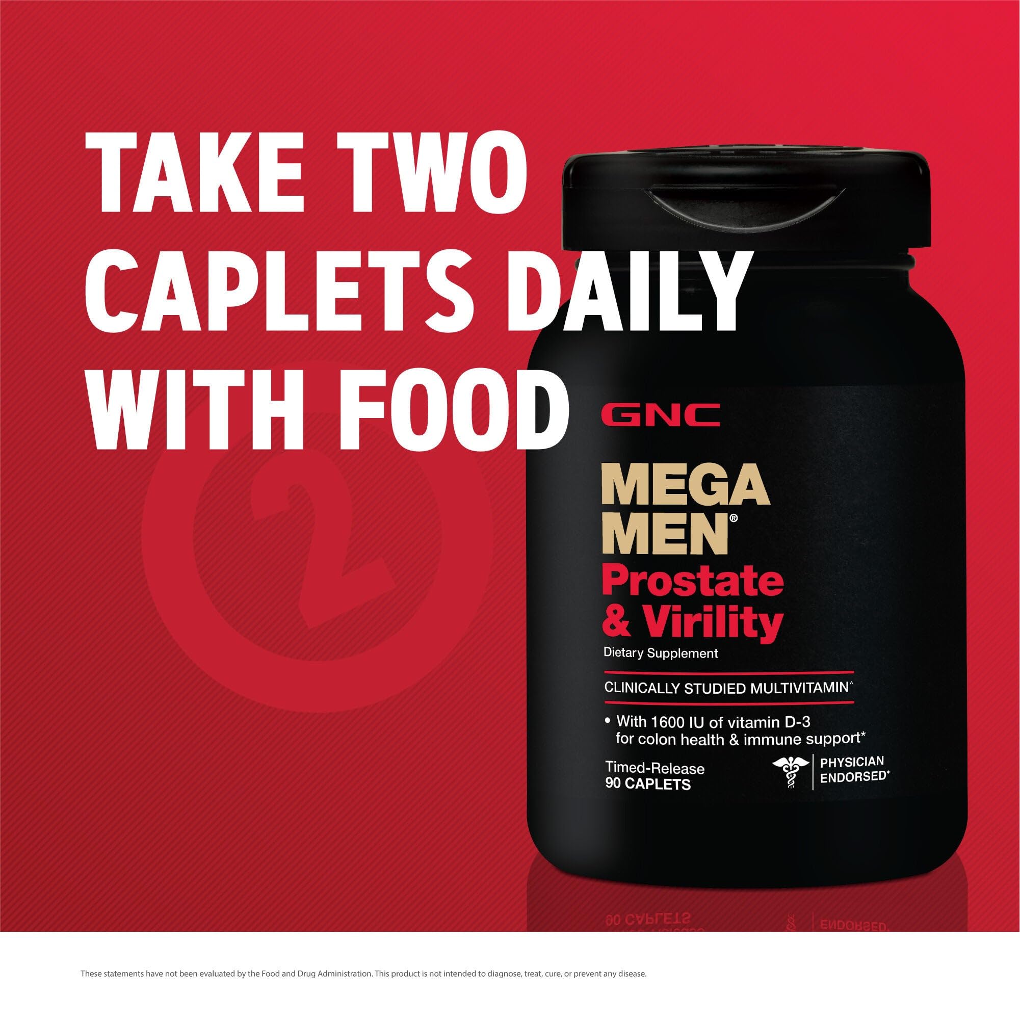 GNC Mega Men Prostate and Virility bottle cap and top view