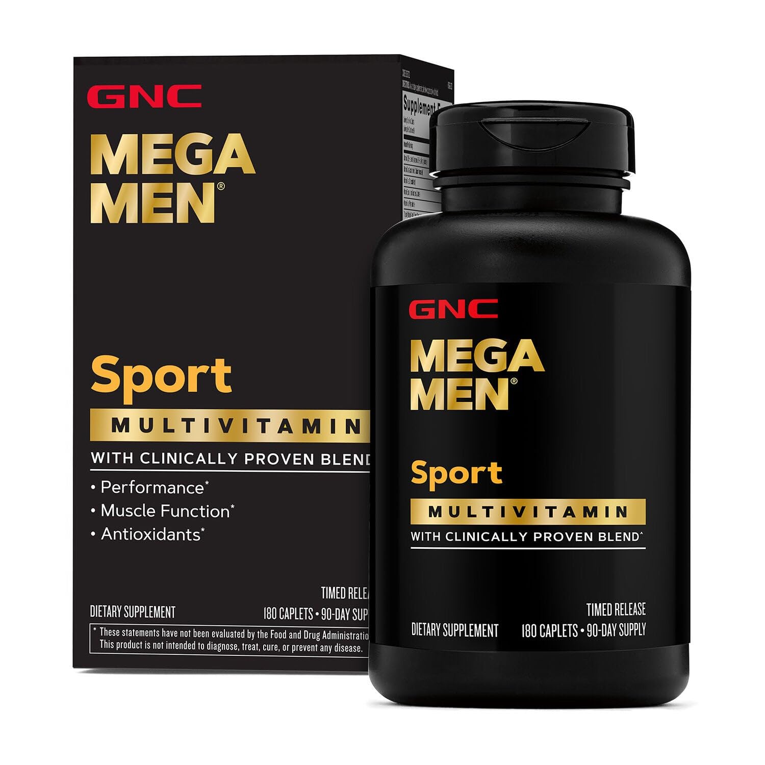 GNC Mega Men Sport bottle front view highlighting active lifestyle support