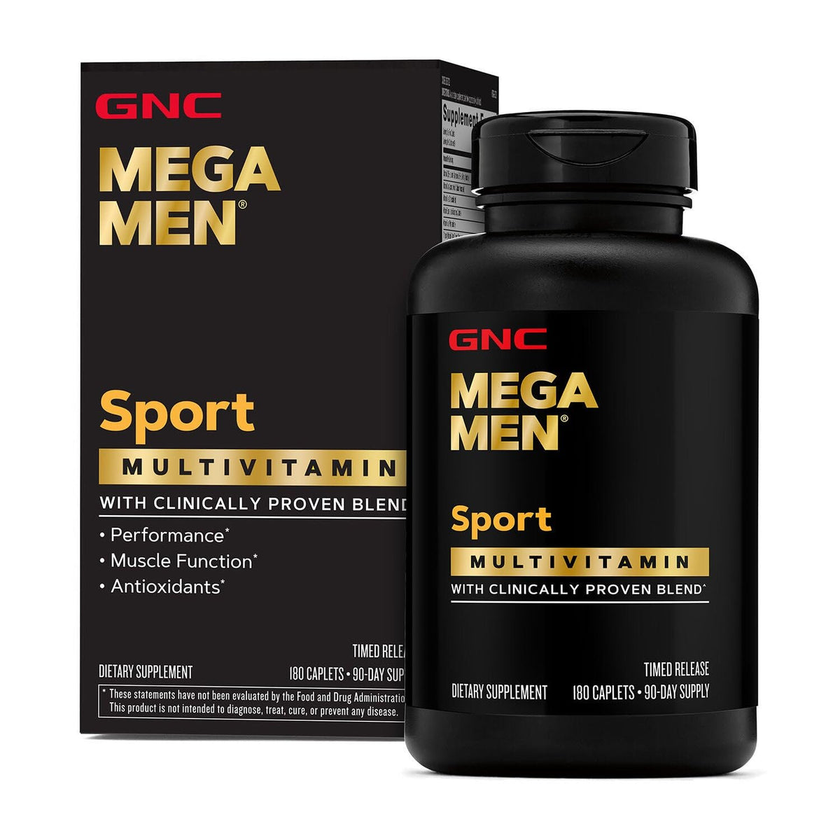 GNC Mega Men Sport bottle front view highlighting active lifestyle support