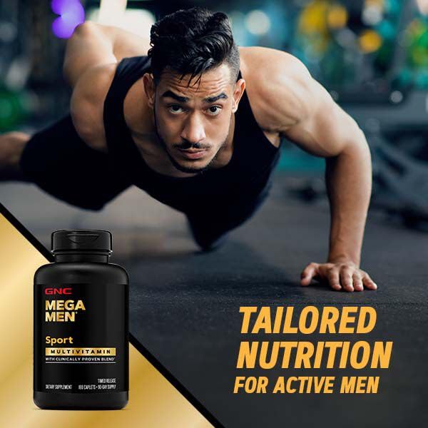 No artificial flavors and dairy-free formulation of GNC Mega Men Sport.