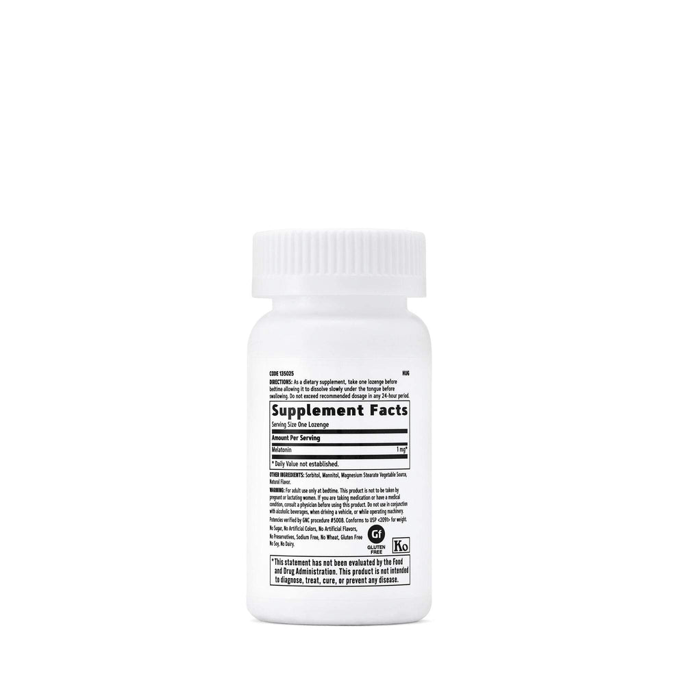 GNC Melatonin 1mg Cherry lozenges dissolving texture aids sleep onset
