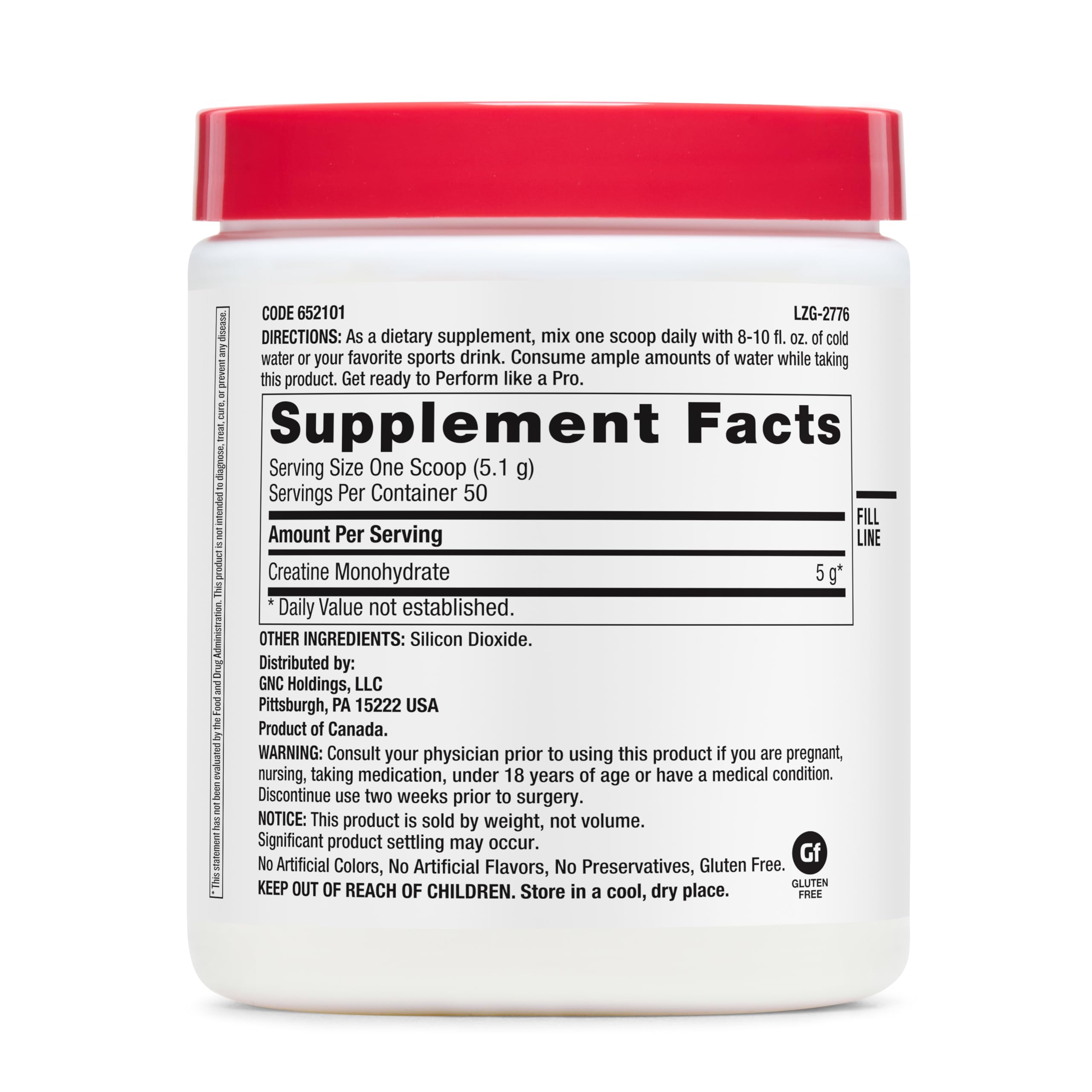 GNC Pro Performance Creatine Monohydrate Powder scoop for precise serving