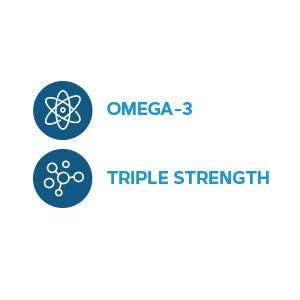 GNC Triple Strength Fish Oil bottle shows 60 softgels for daily use.