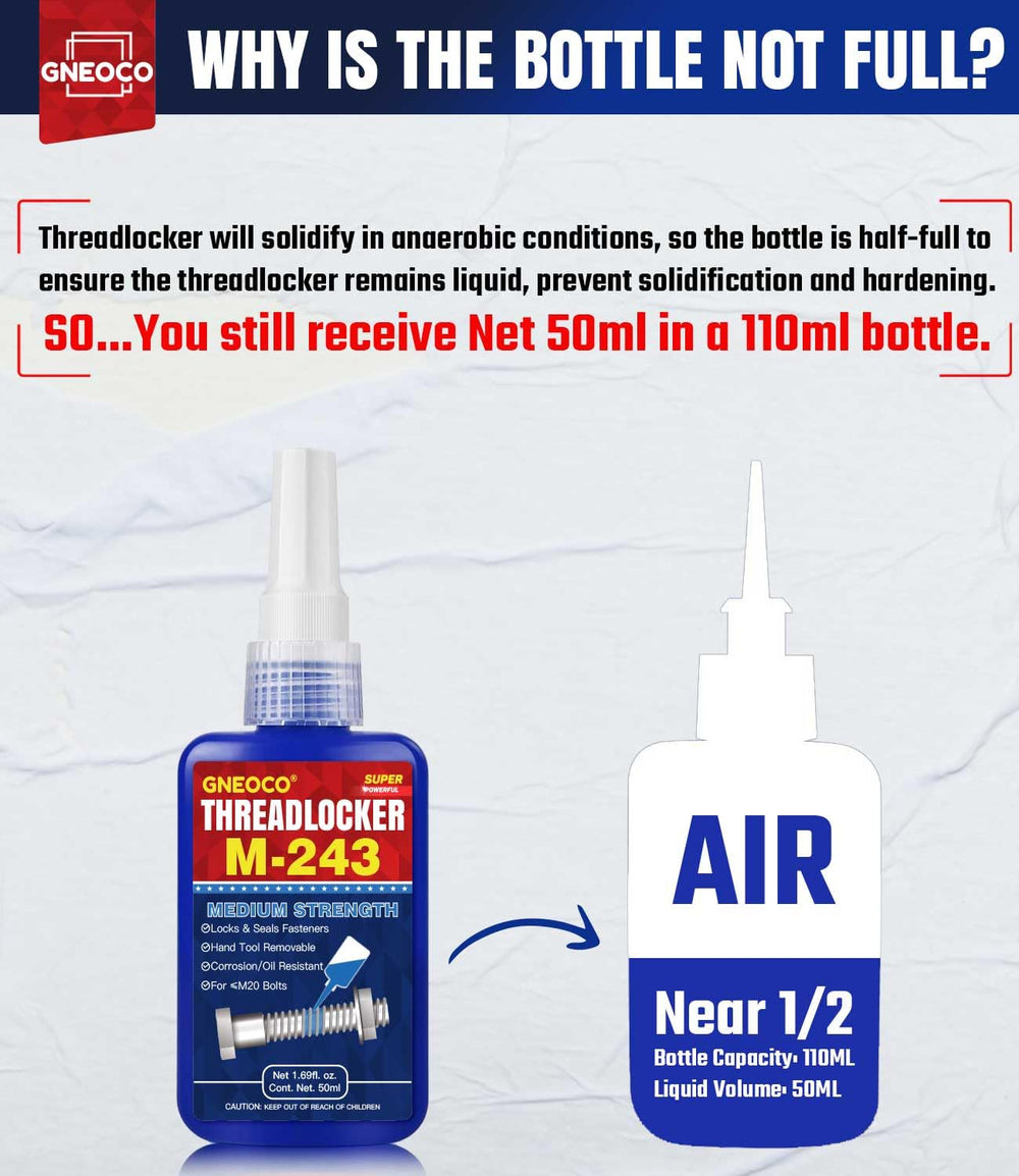 GNEOCO ThreadLocker Blue protects against rust and corrosion