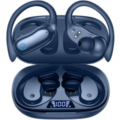 GNMN active noise cancelling earbuds in case with LED display showing battery levels.