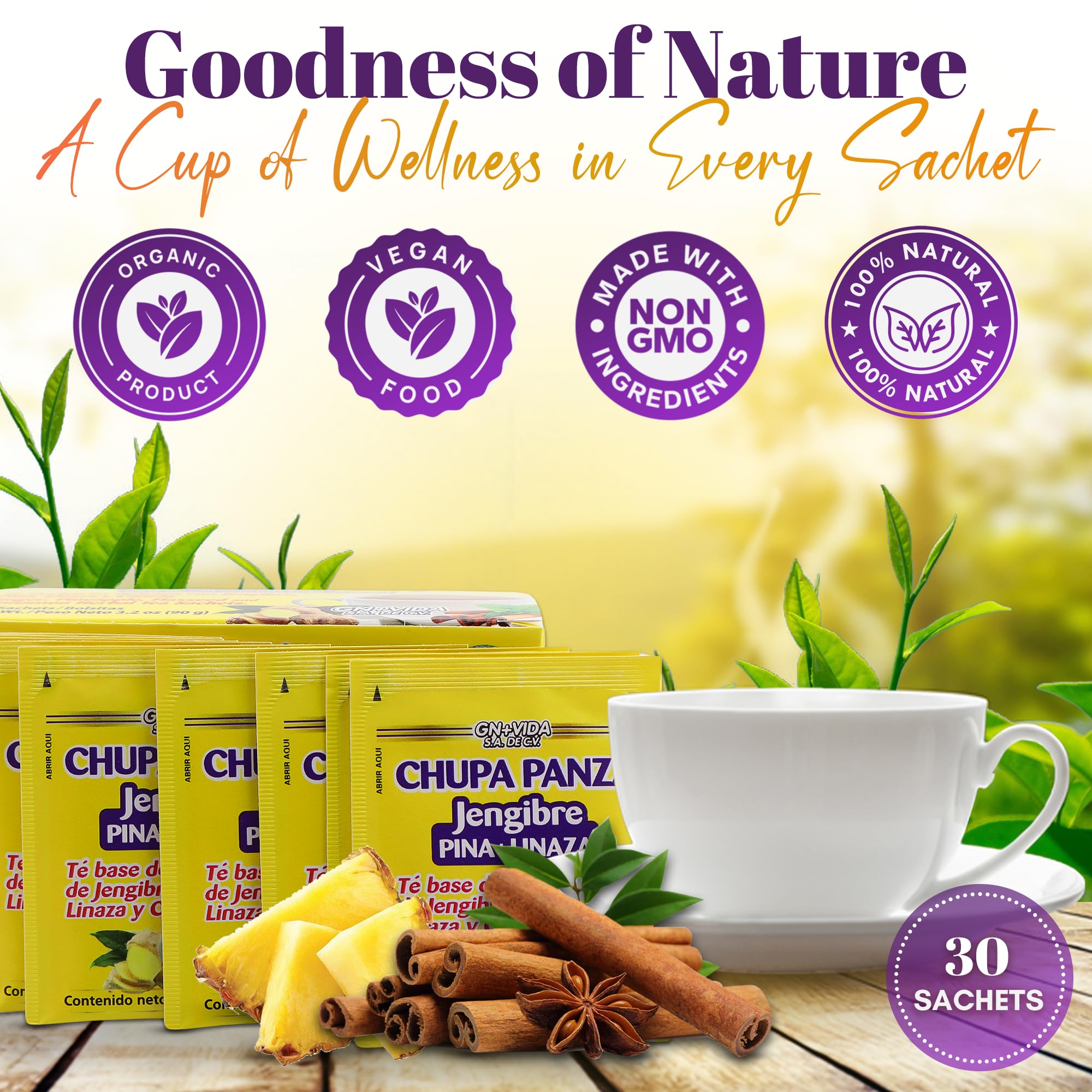 Morning ritual with GN+Vida CHUPA Panza tea suggests a comforting daily routine.