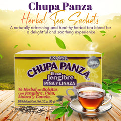 GN+Vida CHUPA Panza tea bags close-up highlights spices and tropical pineapple notes.