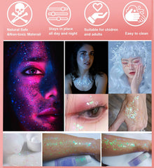 Applying Go Ho face and body glitter for radiant looks