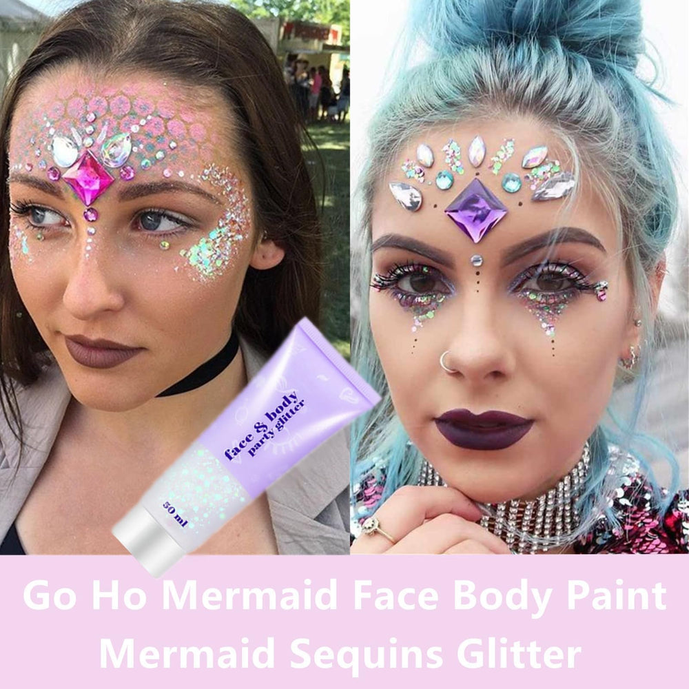 Rainbow-shift glitter visible on skin under sun and lighting