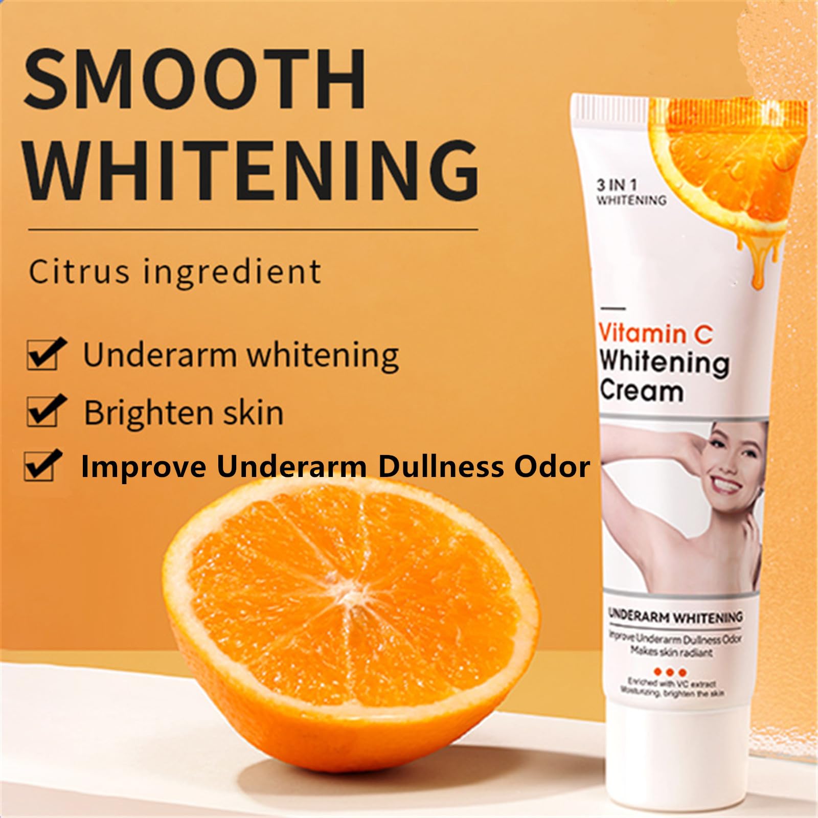 Go Ho Vitamin C Cream texture close-up shows smooth, non-greasy formula.